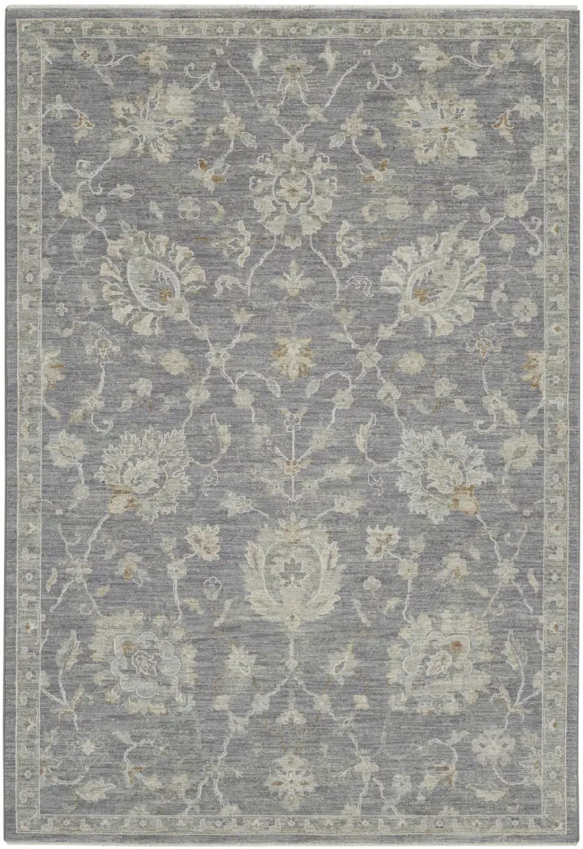 Ivory And Gray Floral Medallion Area Rug Photo 2