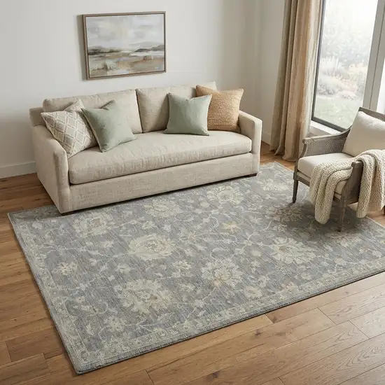 Ivory And Gray Floral Medallion Area Rug Photo 1