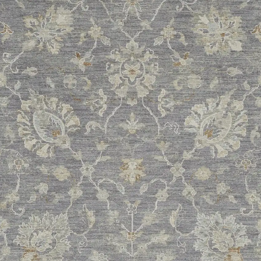 Ivory and Gray Floral Power Loom Area Rug Photo 8
