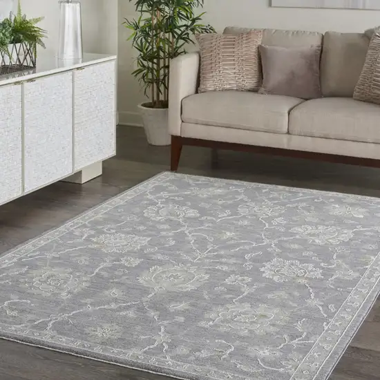 Ivory And Gray Floral Medallion Area Rug Photo 4