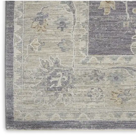 Ivory and Gray Floral Power Loom Area Rug Photo 6