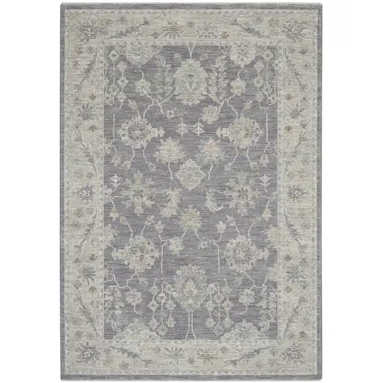 Ivory and Gray Floral Power Loom Area Rug Photo 1