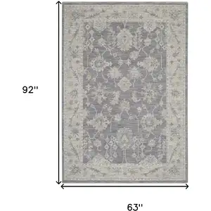 Photo of Ivory and Gray Floral Power Loom Area Rug