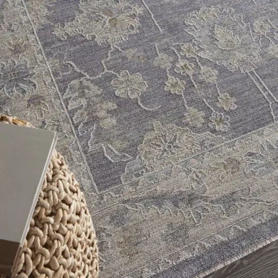 Ivory and Gray Floral Power Loom Area Rug Photo 7