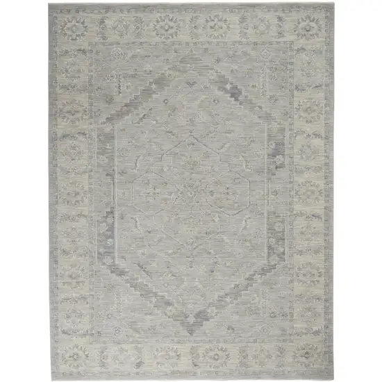 Ivory and Gray Floral Power Loom Area Rug Photo 8