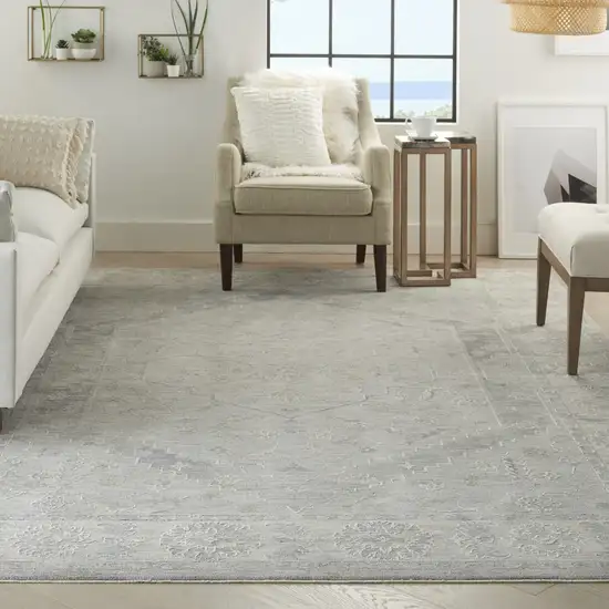 Ivory and Gray Floral Power Loom Area Rug Photo 7