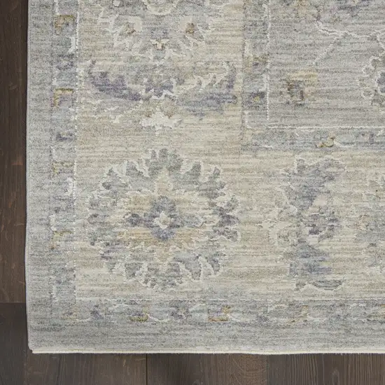 Ivory and Gray Floral Power Loom Area Rug Photo 9