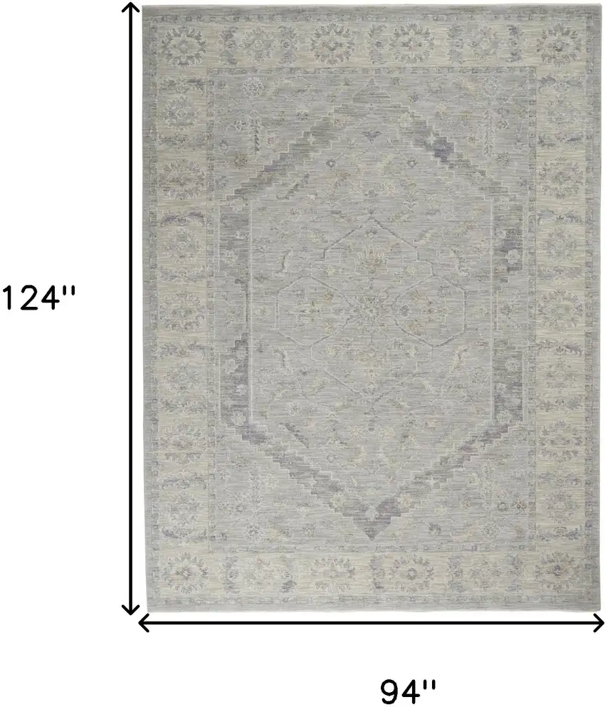 Ivory and Gray Floral Power Loom Area Rug Photo 3