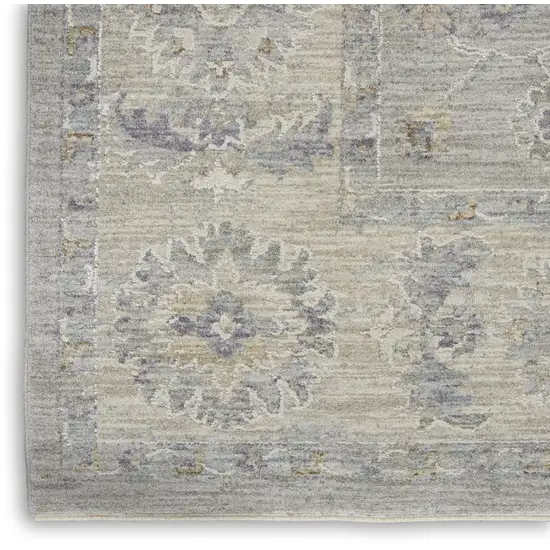 Ivory and Gray Floral Power Loom Area Rug Photo 8