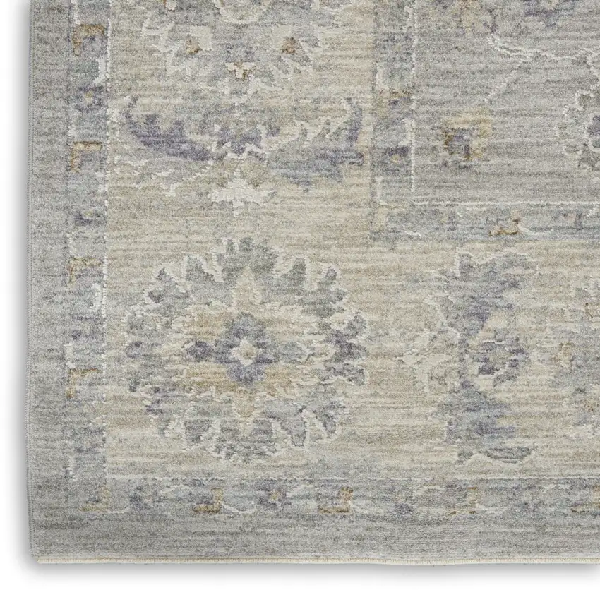 Ivory and Gray Floral Power Loom Area Rug Photo 8
