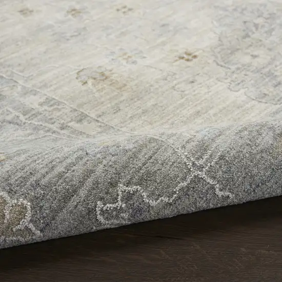 Ivory and Gray Floral Power Loom Area Rug Photo 5