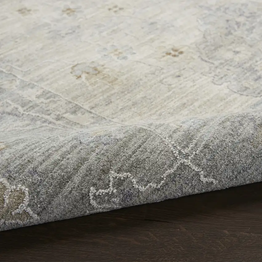 Ivory and Gray Floral Power Loom Area Rug Photo 5