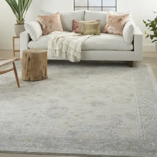 Ivory and Gray Floral Power Loom Area Rug Photo 3