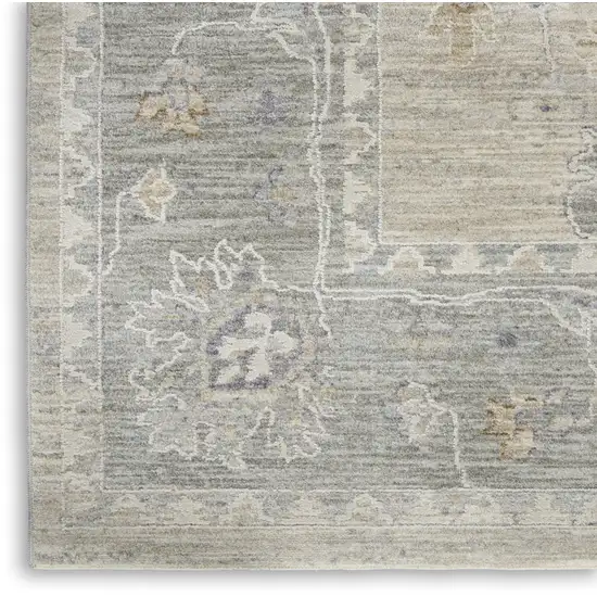 Ivory and Gray Floral Power Loom Area Rug Photo 6
