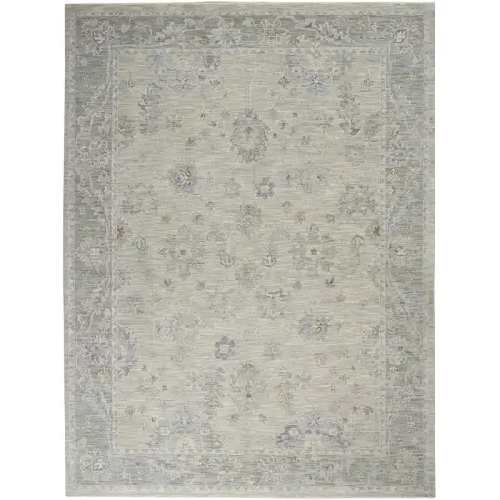 Ivory and Gray Floral Power Loom Area Rug Photo 1