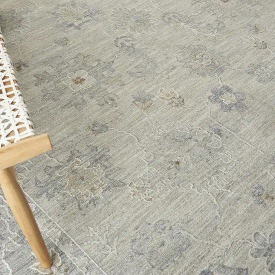 Ivory and Gray Floral Power Loom Area Rug Photo 7
