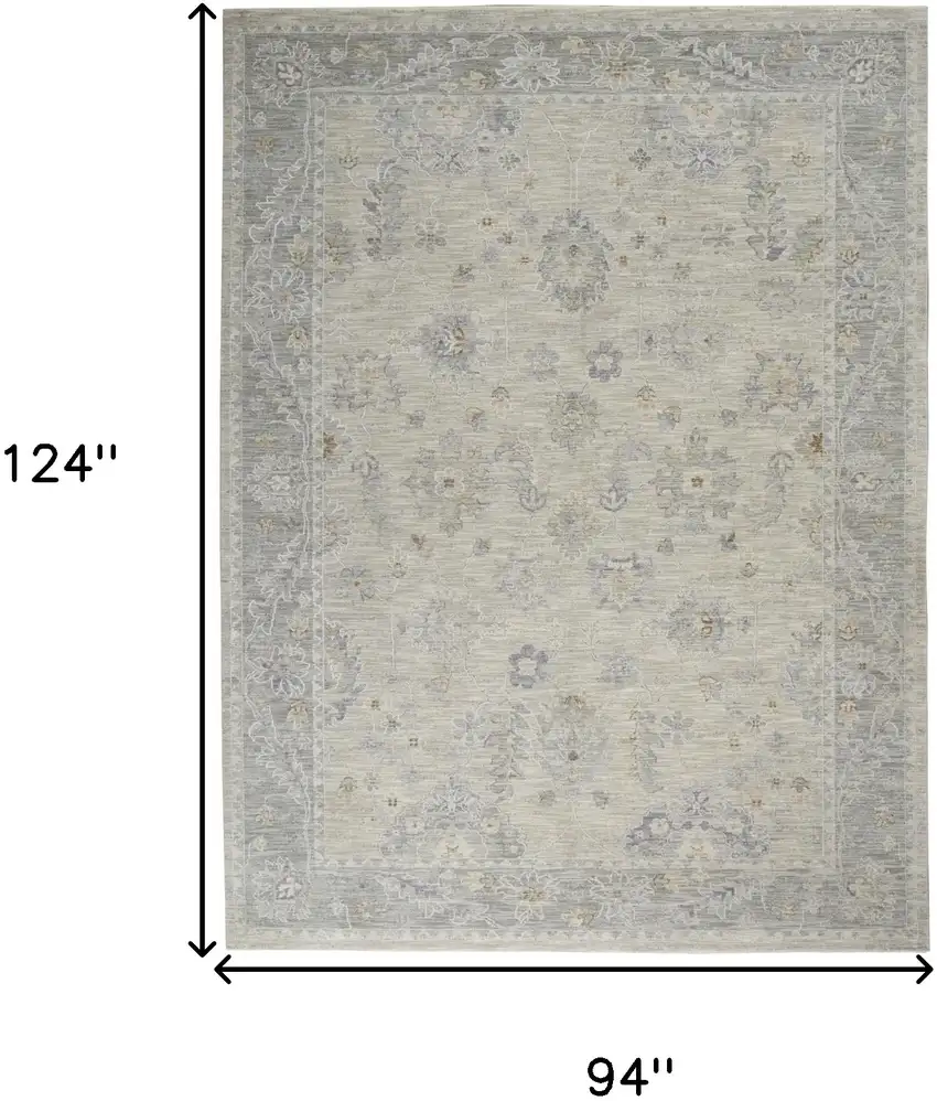 Ivory and Gray Floral Power Loom Area Rug Photo 3