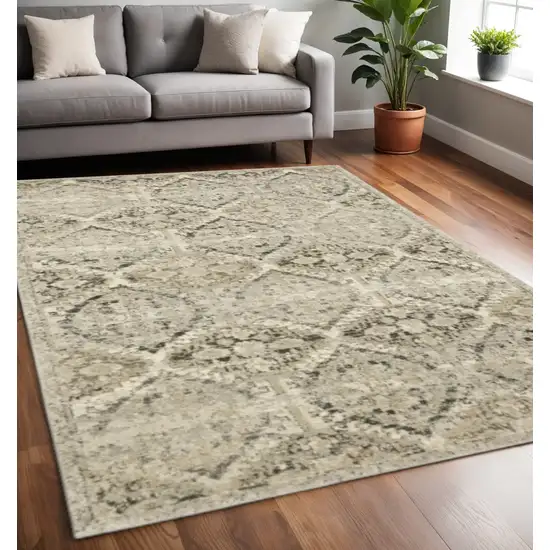 Ivory And Gray Trellis Distressed Area Rug Photo 1