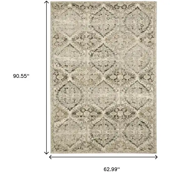 Ivory And Gray Trellis Distressed Area Rug Photo 3