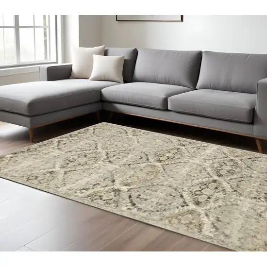 Ivory And Gray Trellis Distressed Area Rug Photo 1