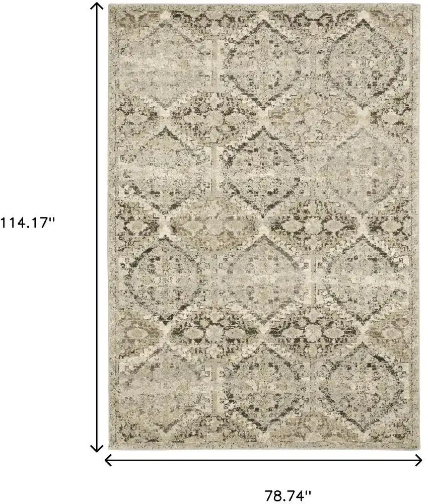 Ivory And Gray Trellis Distressed Area Rug Photo 3