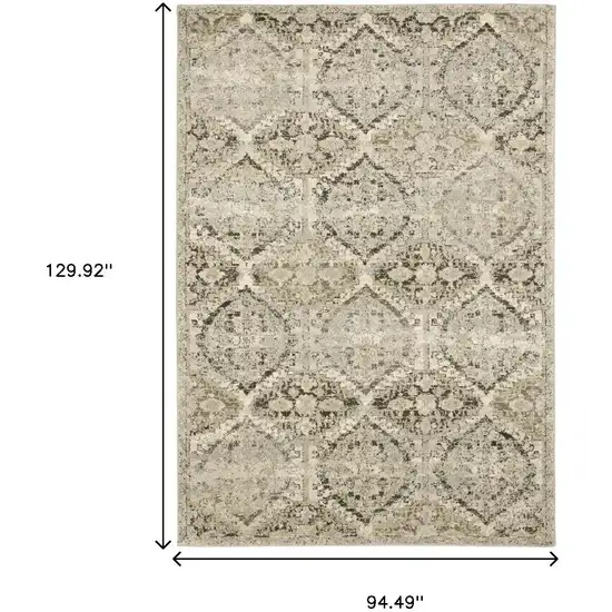 Ivory And Gray Trellis Distressed Area Rug Photo 3