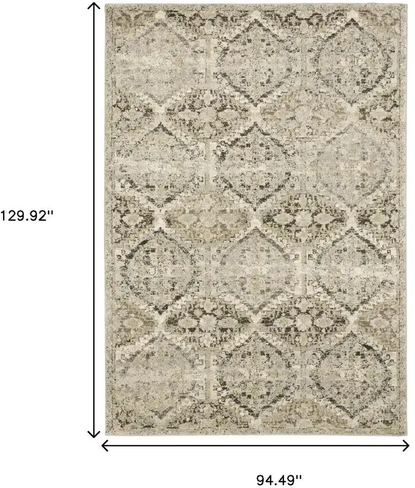 Ivory And Gray Trellis Distressed Area Rug Photo 3