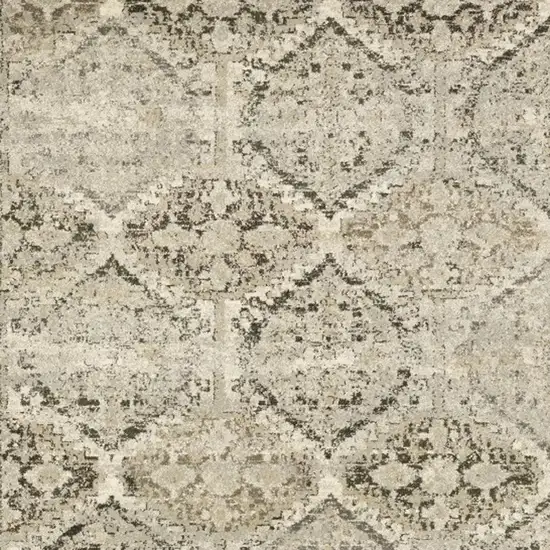 Ivory And Gray Trellis Distressed Area Rug Photo 4