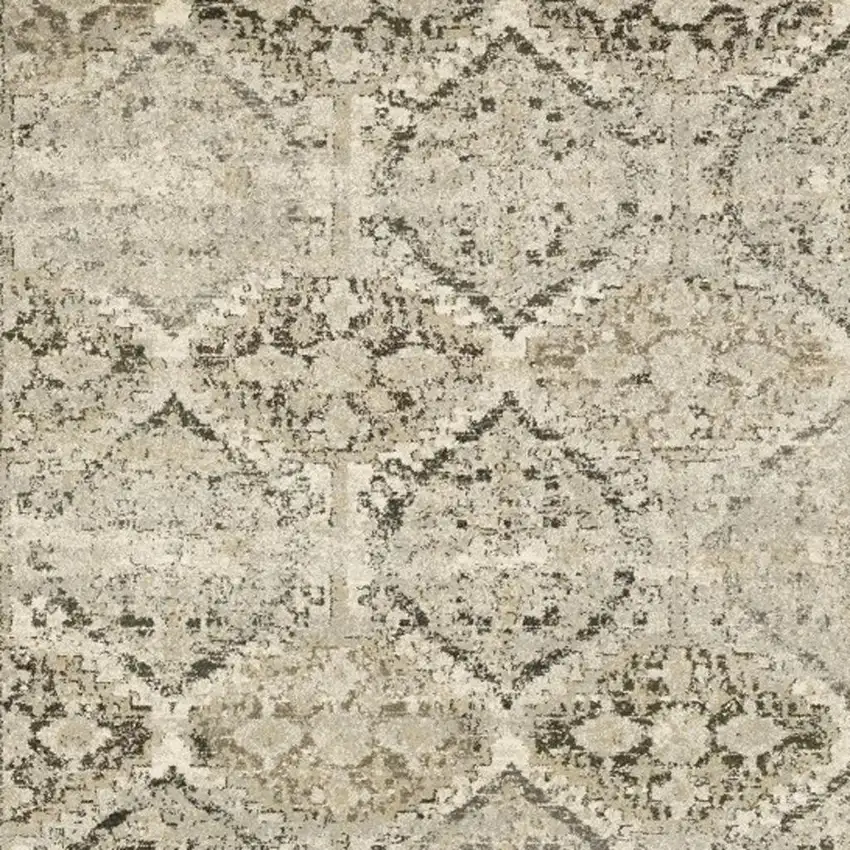 Ivory And Gray Trellis Distressed Area Rug Photo 4
