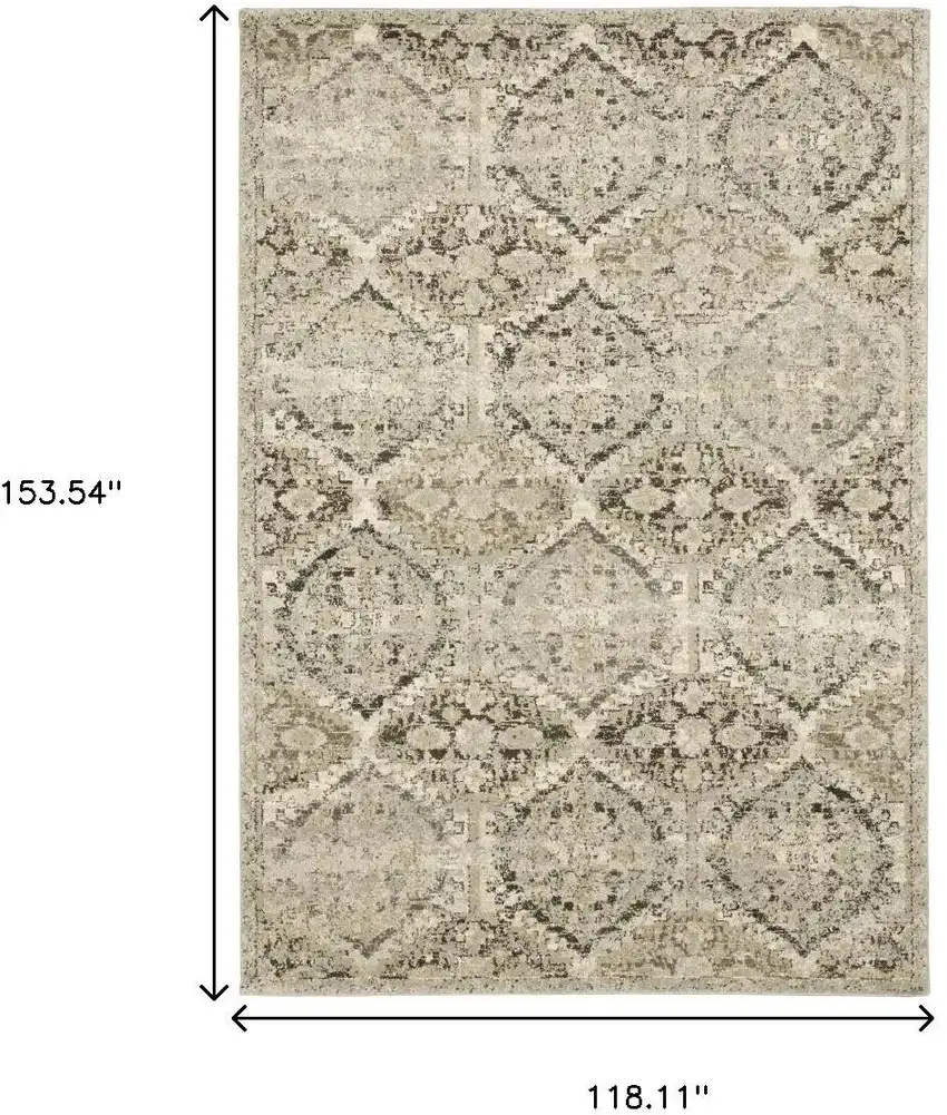 Ivory And Gray Trellis Distressed Area Rug Photo 3