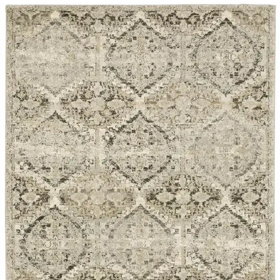 Ivory And Gray Trellis Distressed Area Rug Photo 5