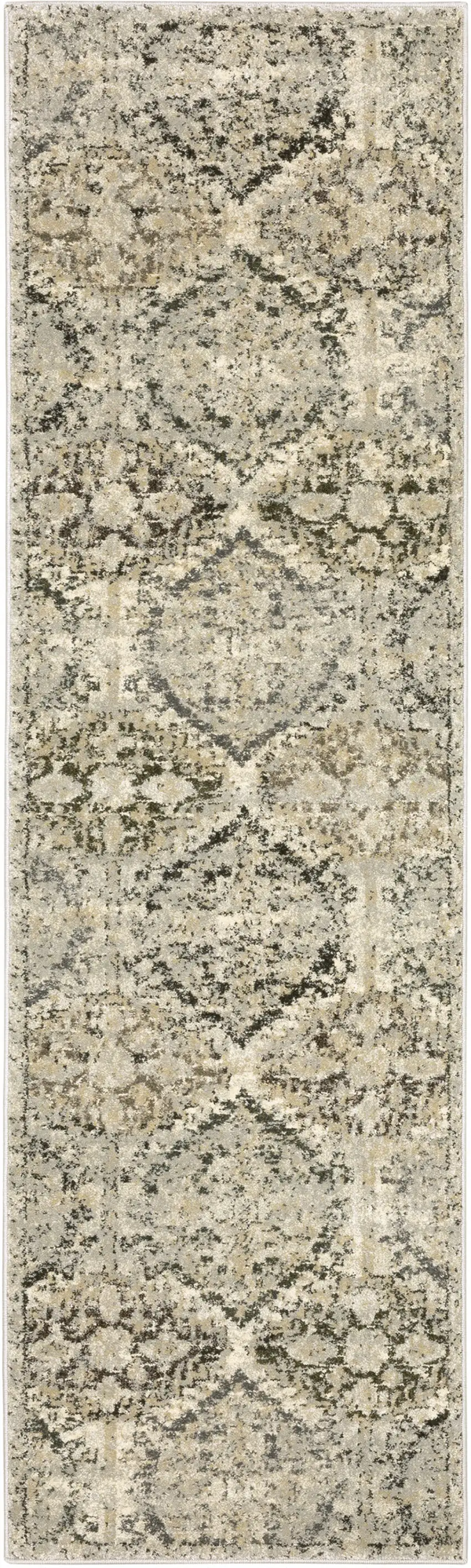 2' X 8' Ivory And Gray Floral Trellis Indoor Runner Rug Photo 3