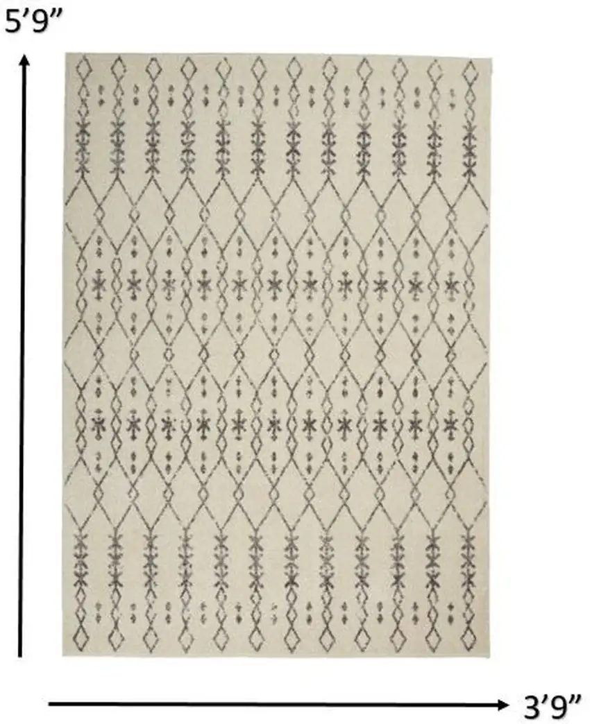 Ivory and Gray Geometric Area Rug Photo 6