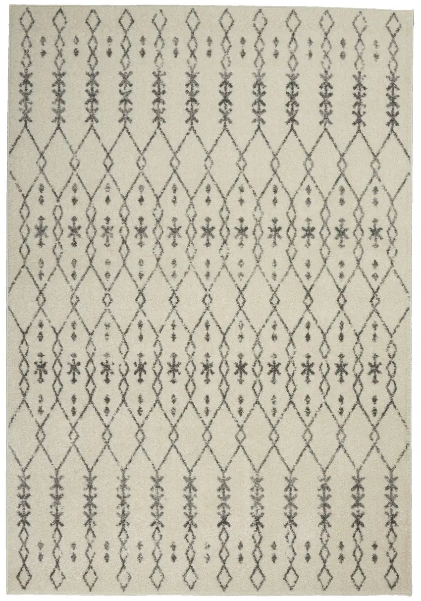 Ivory and Gray Geometric Area Rug Photo 1