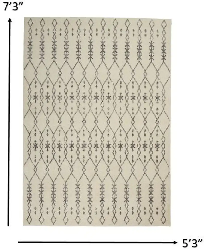 Ivory and Gray Geometric Area Rug Photo 6