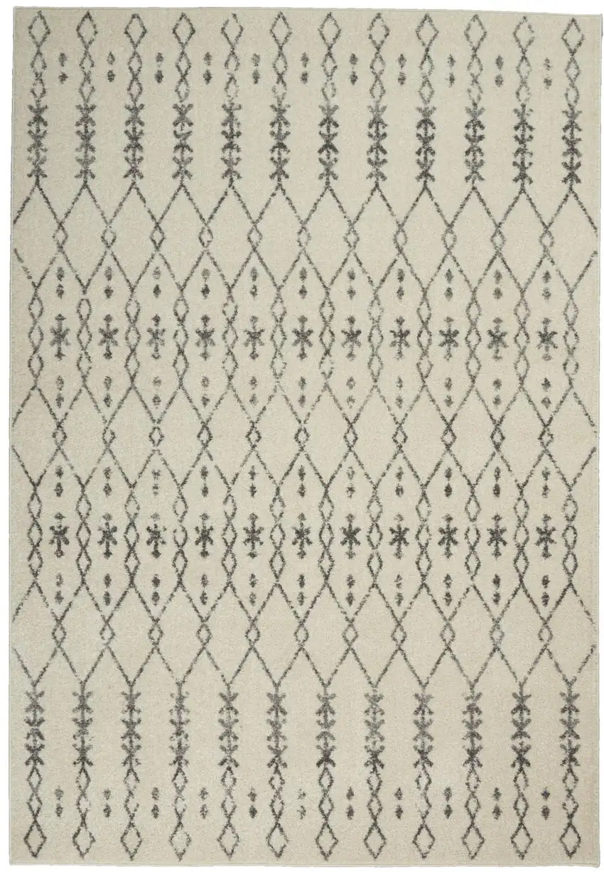 Gray And Ivory Geometric Distressed Area Rug Photo 8