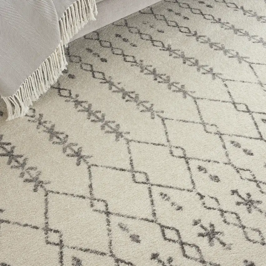 Gray And Ivory Geometric Distressed Area Rug Photo 9