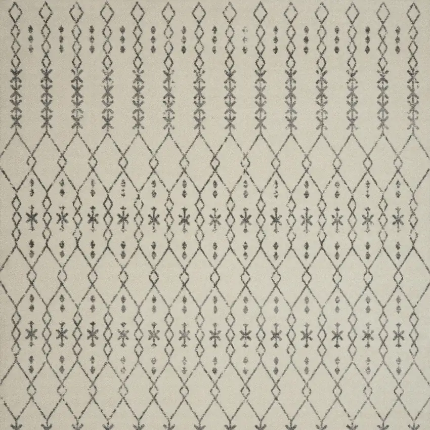 Gray And Ivory Geometric Distressed Area Rug Photo 5