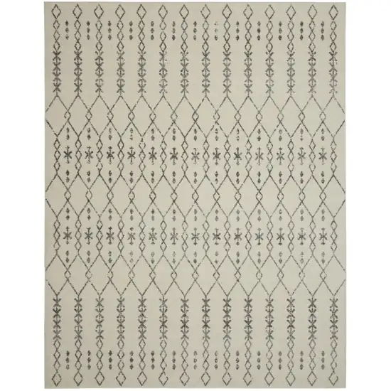 Gray And Ivory Geometric Distressed Area Rug Photo 8
