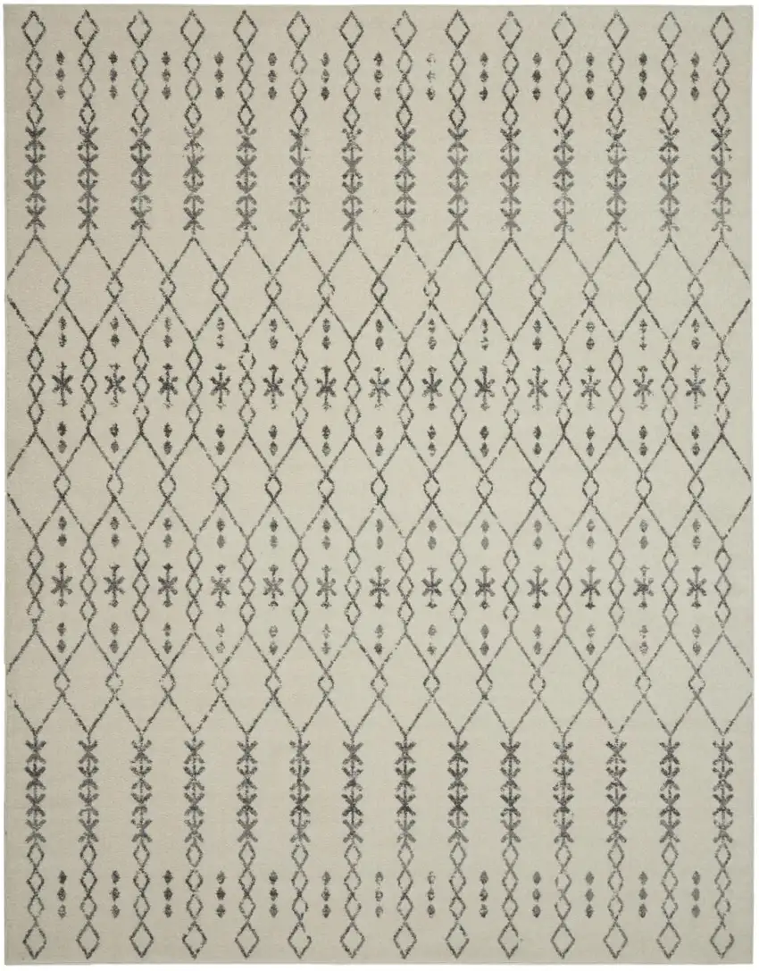 Gray And Ivory Geometric Distressed Area Rug Photo 8