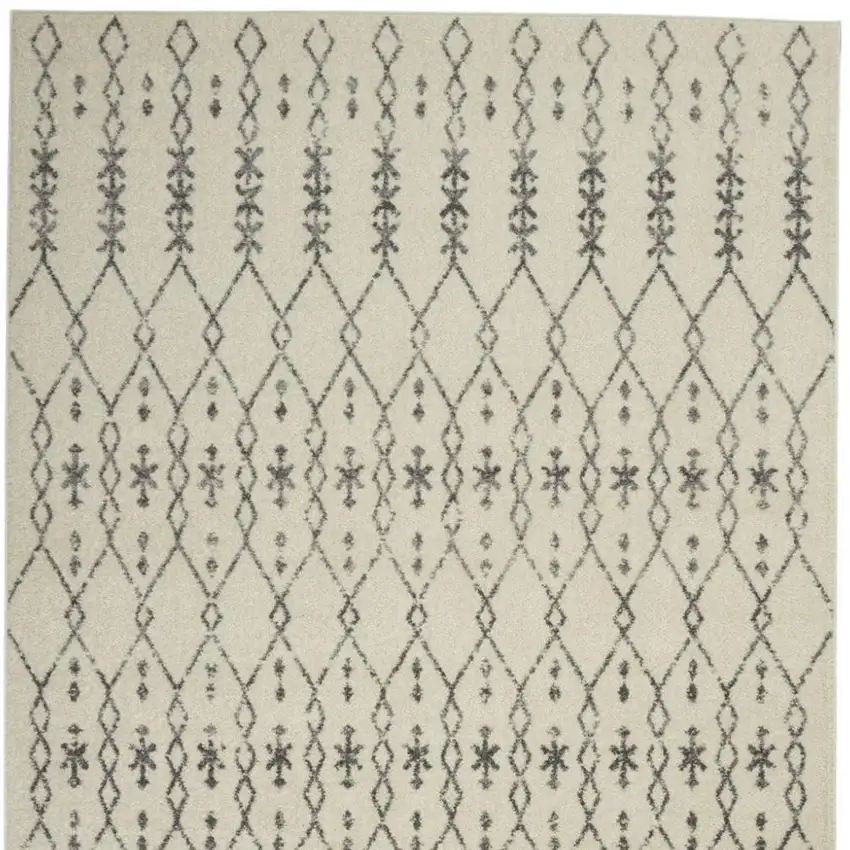 Gray And Ivory Geometric Distressed Area Rug Photo 6
