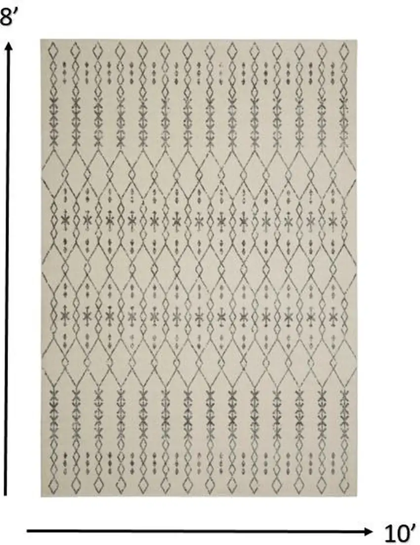 Ivory and Gray Geometric Area Rug Photo 6