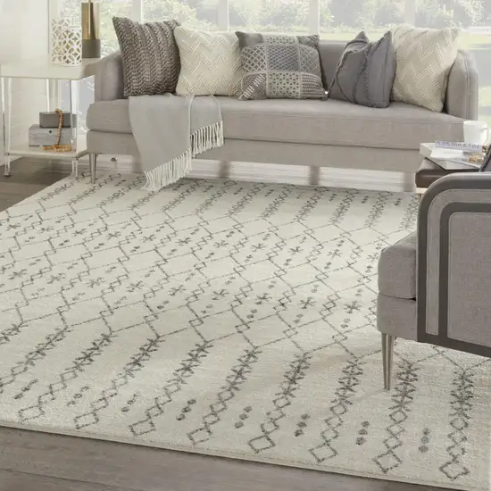 Gray And Ivory Geometric Distressed Area Rug Photo 4