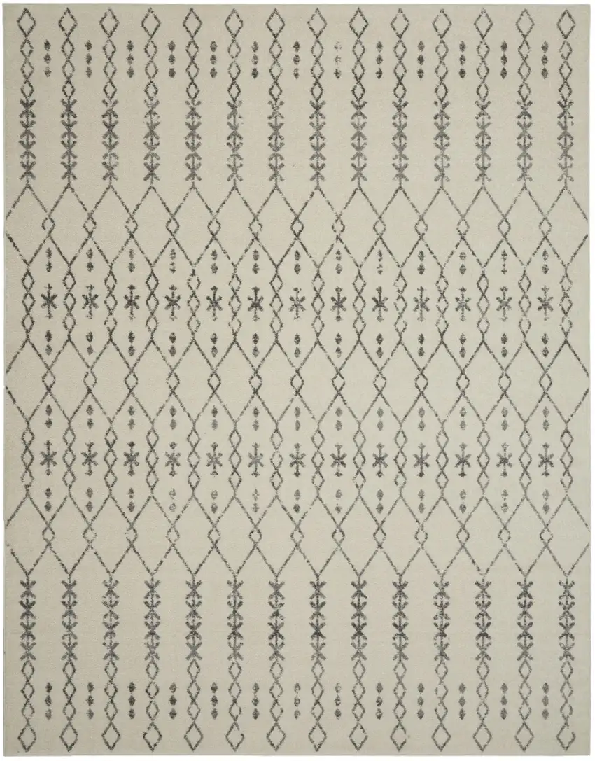 Ivory and Gray Geometric Area Rug Photo 1