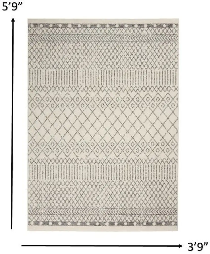 Ivory and Gray Geometric Area Rug Photo 6