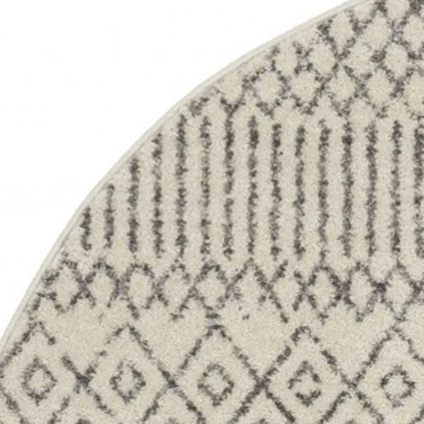 4' Gray And Ivory Geometric Distressed Round Rug Photo 4