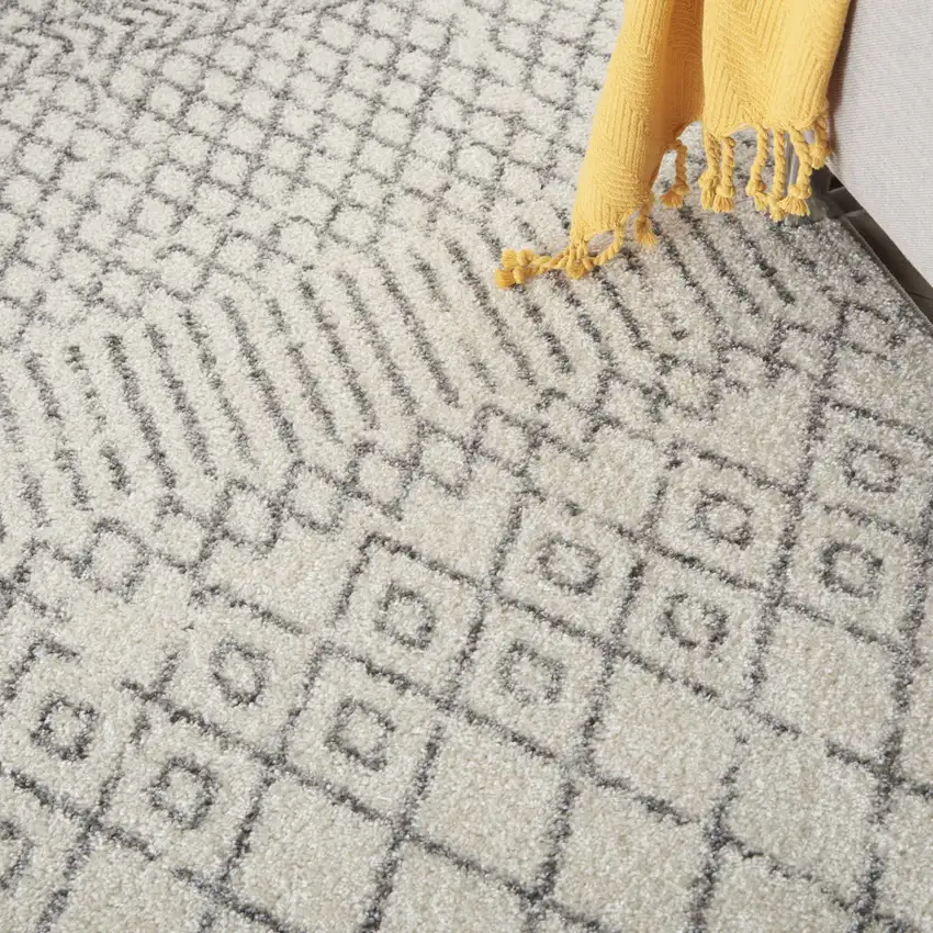 Gray And Ivory Geometric Distressed Area Rug Photo 9