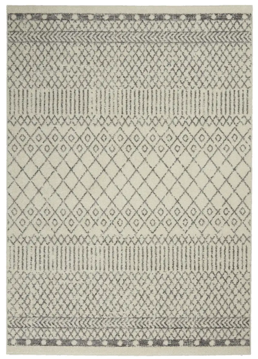 Gray And Ivory Geometric Distressed Area Rug Photo 4