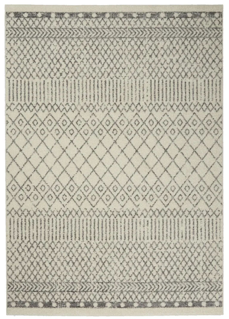 Ivory and Gray Geometric Area Rug Photo 3