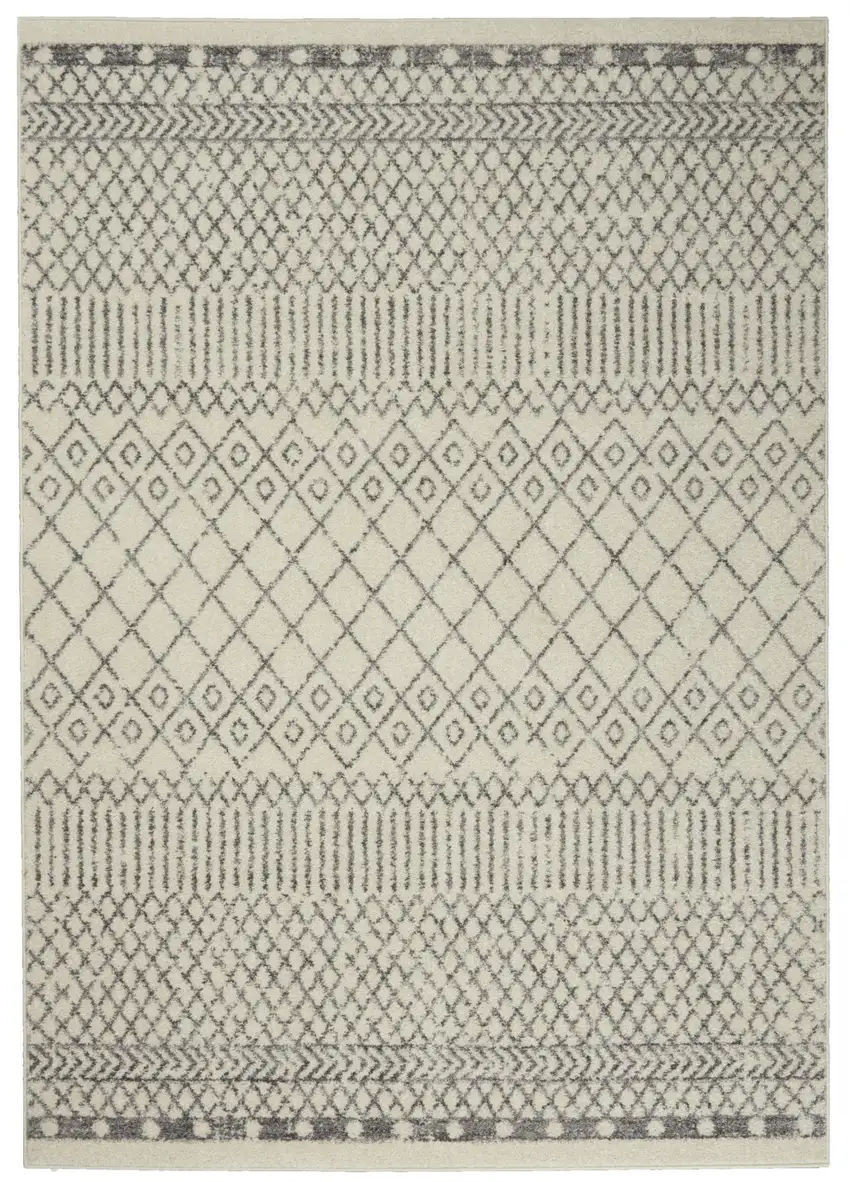 Ivory and Gray Geometric Area Rug Photo 9